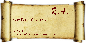 Raffai Aranka névjegykártya